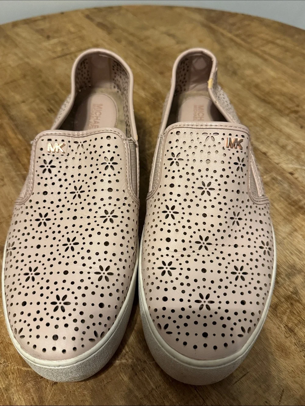 Michael Kors Pink Perforated Slip-On Platform Sneakers